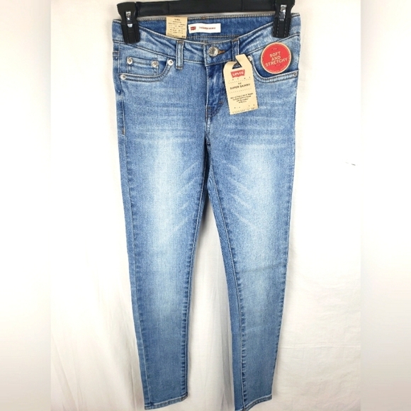 NWT Levi’s 710 Girl's Super Skinny Light Washed Blue Jeans Sz 10 - Picture 1 of 5